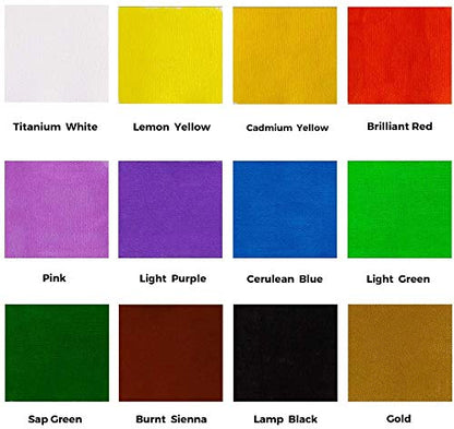 Mont Marte Signature Fabric Paint, 12pc x 0.7oz (20ml), Suitable for DIY Fashion and Homewares - color: 12 colors