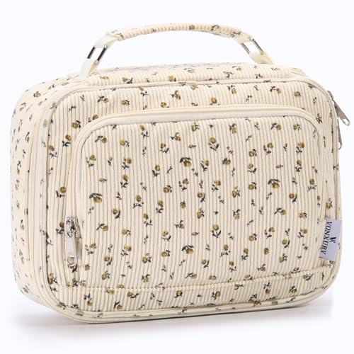 Large Pen Pencil Case,VONXURY High Capacity Art Colored Pencil Pouch Portable Stationery Organizer With 2 Detachable Layers 54 Slots Multiple Zipper Pockets for School Office College - color: Beige