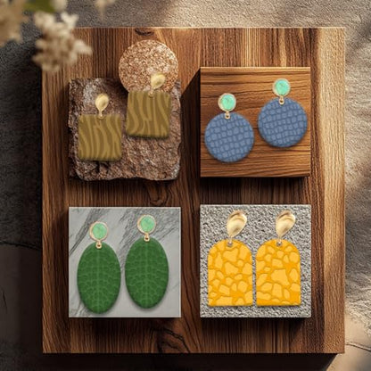Mix Polymer Clay Texture Sheet Zebra Crocodile Snake Giraffe Silicone Texture Stamp Sheets Clear Texture Mat Modeling Pad Reusable for Scrapbook Polymer Clay Pottery Earrings Jewelry Making - style: Popular Animal Patterns