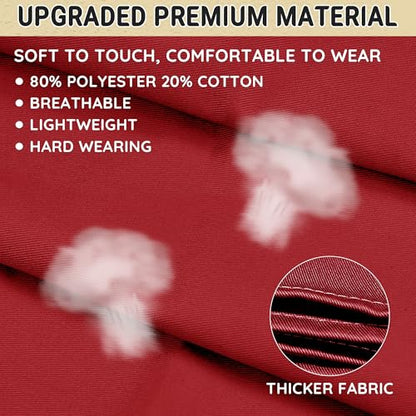Chef Apron for Men and Women Wash Free Bib Apron with 2 Pockets Water & Oil Proof Adjustable Aprons - color: Red