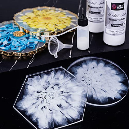 LET'S RESIN White Alcohol Ink for Resin, Alcohol Ink,2 Bottles Each 3.5oz,Adjustable Alcohol-Based Ink,White Pigment for EpoxyResin,Resin Petri,Tumblers, Resina Art