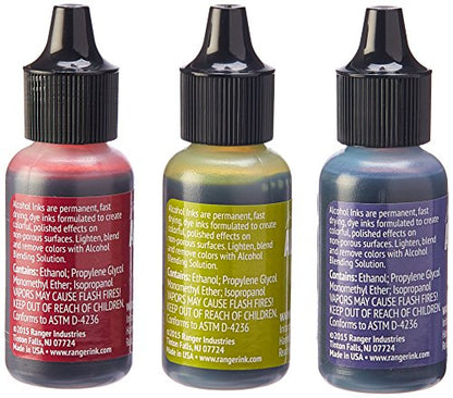 Ranger Tim Holtz Alcohol Ink .5oz 3/Pkg, Farmers Market-Cranberry/Lettuce/Eggplnt, 5.75 x 3.88 x 1