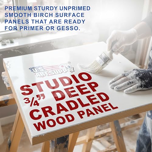 U.S. Art Supply 18" x 18" Unfinished Cradled Wood Panels for Painting, Studio 3/4" Deep (2 Pack) - Artist Depth Birch Wooden Wall Canvases - Mixed-Media Craft, Acrylic, Oil, Encaustic, Paint Pouring - size: 18" x 18", style: Square