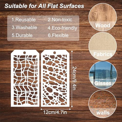 14 Pieces for Crafts Stencils Texture Stencils for Painting Reusable Art Deco Stencil for Home Cake Decorating DIY Art Crafts - size: Stencils
