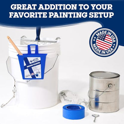 Paint Brush Holder with Clip for Paint Cans, Buckets & Utility Belts, Hands-Free Wet Brush Storage for Interior & Exterior Painting, Made in USA