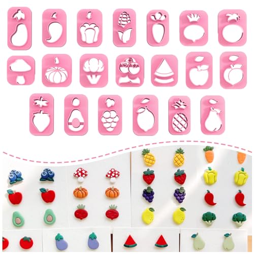 Keoker 20 Shapes Polymer Clay Cutters, Clay Earrings Cutters, Strawberry Clay Cutters for Earrings Jewelry Making - color: All