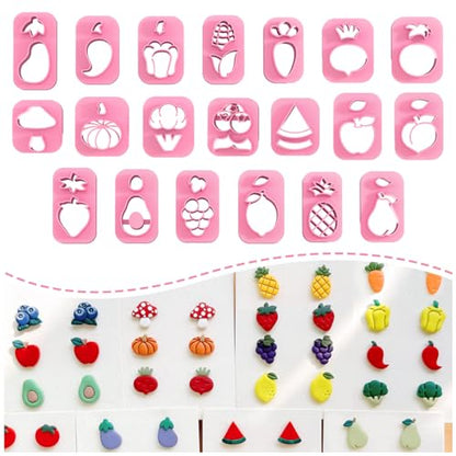 Keoker 20 Shapes Polymer Clay Cutters, Clay Earrings Cutters, Strawberry Clay Cutters for Earrings Jewelry Making - color: All