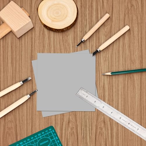 Yeaqee 4 Pcs 6 x 6 Inch Linoleum Block Rubber Carving Block Soft Linocut Blocks Large Linoleum Sheet Unmounted Lino Plates for Engraving Art Project Printmaking Artist Studio Supplies (Gray) - color: Gray, size: 6 x 6 Inch