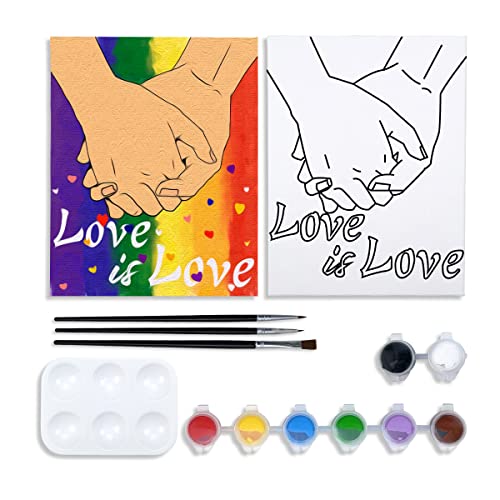 VOCHIC Pre Drawn Canvas for Painting for Adults Lesbian Gay Stuff Pride Rainbow LGBT Party Kit Paint and Sip Party Supplies 8x10 in Canvas to Paint Art Set