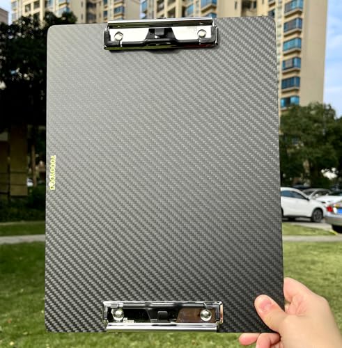 Letter Size/A4 Super Hard&Portable Carbon Fiber Clipboard with Hook&Pen Holder,Strong Low Profile Clip,Dry Carbon Clip Board,Writing Board (2 * 304 Stainless Steel Clip, 9.4 * 12.6 * 0.06inchs) - color: 304 Stainless Steel Clip, size: 9.4*12.6*0.06inch+2C
