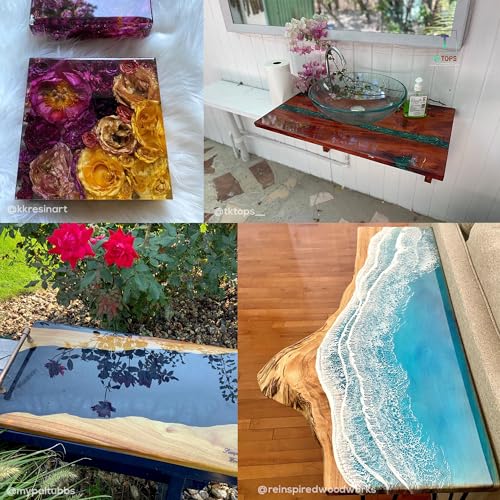 Superclear Table Top Epoxy Resin 1 Gallon Kit, Crystal Clear 1:1 Coating | Self-leveling coating for bar tops, countertops, tumblers & wood. Anti-yellowing, UV resistant, food-safe, Made in USA - size: 1 Gallon Without Kit