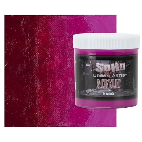 Soho Urban Artist Heavy Body Acrylic Paint - 500 ml Jar - Magenta - Thick, Rich Color, Excellent Coverage, Professional Quality - Artists Acrylic Paint - color: Magenta, size: 16.91 Fl Oz (Pack of 1)