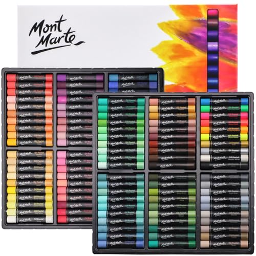 Mont Marte Oil Pastels Signature 120pc, 120 Assorted Colors, Vibrant Oil Pastel Set, Great Blending and Layering, Ideal for Art, Craft, Coloring and Sketching - color: Multicolor, size: 120 Count (Pack of 1)