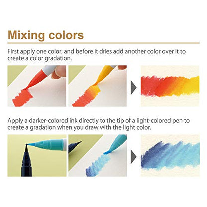 Kuretake ZIG CLEAN COLOR Real Brush Neutral & Natural Tones 12 Colors set, AP-Certified, Flexible Brush Tip, Odourless, Xylene Free, Easy to creat narrow and wide lines, Made in Japan