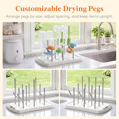 Lifewit Baby Bottle Drying Rack with Tray, Portable Bottle Drying Tree for Home & Travel, Space Saving Dryer Holder for Nipples, Pump Parts, Pacifiers Storage, Newborn Essentials, BPA Free