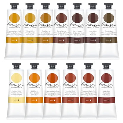 Gamblin Artist Oil Paint Set For Professionals - EARTH SET - 37ml Tubes - color: Earth