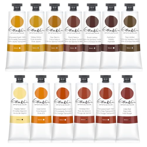 Gamblin Artist Oil Paint Set For Professionals - EARTH SET - 37ml Tubes - color: Earth