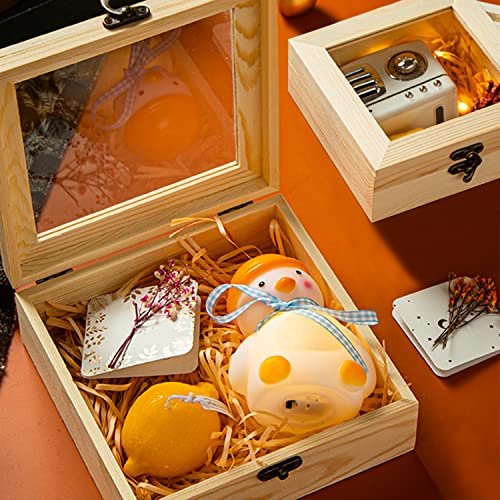 Pine Wood Box - Extral Large Natural Wooden Storage Box with Hinged Lid and Front Clasp for DIY Craft, Art, Hobbies (7.9 x 7.9 x 3.1 In) - color: 7.9 x 7.9 x 3.1 In