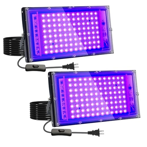 2 Pack 100W UV Black Light, IP65 Waterproof, Glow Party Light, Stage Lighting, Halloween, Body Paint, Fluorescent Poster, Neon Glow - size: 100W*2