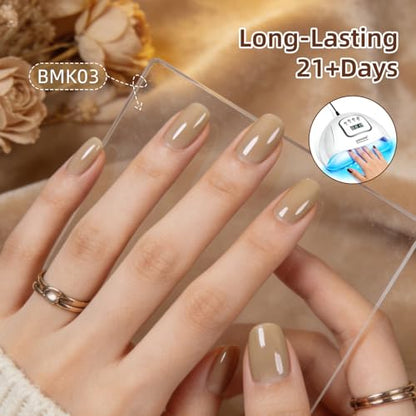 JODSONE Nude Brown Gel Nail Polish Kit 32 Colors Beige Chocolate Caramel with 4 Functional Gel for DIY Nail Art at Home - color: 32KIT-M5M-BMK01-32