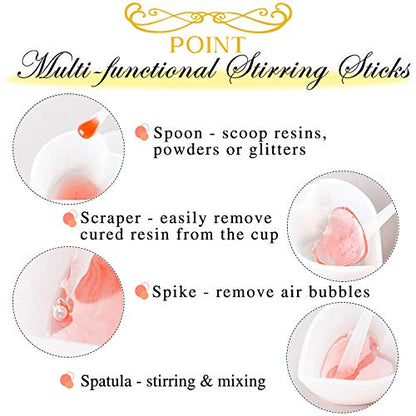 Epoxy Resin Casting Tools Set Silicone Measuring Cups, Round Mats, Stirring Stick and Spoon, 6-kit for Mixing UV Resins, Pigment, Paints