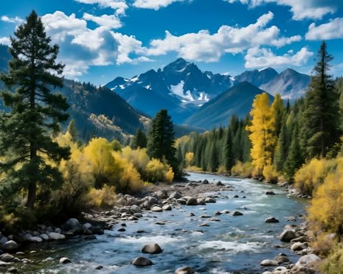 askkqtx Landscape Paint by Numbers Kit for Adults, Mountain and River Paint by Numbers for Beginner, DIY Oil Painting by Number on Canvas for Home Decor Gifts 16x20 Inch - color: Landscape - MT22376