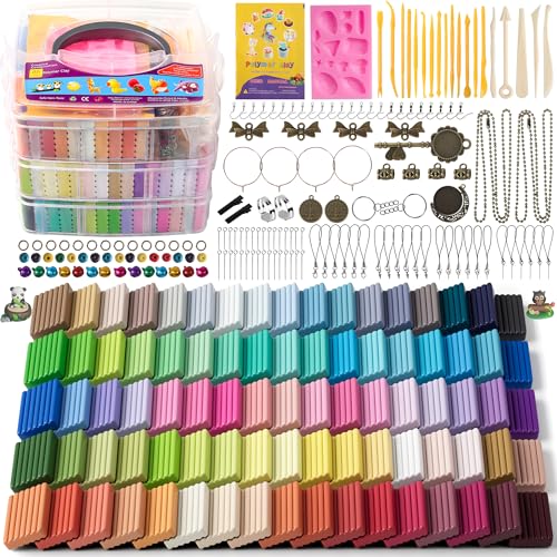 Aestd-ST Polymer Clay Kits, 85 Colors Oven Bake Modeling Clay for Kids, Non-Sticky Molding Clay with Sculpting Tools and DIY Accessories, Holiday Gift for Children and Artists - color: 85 Colors
