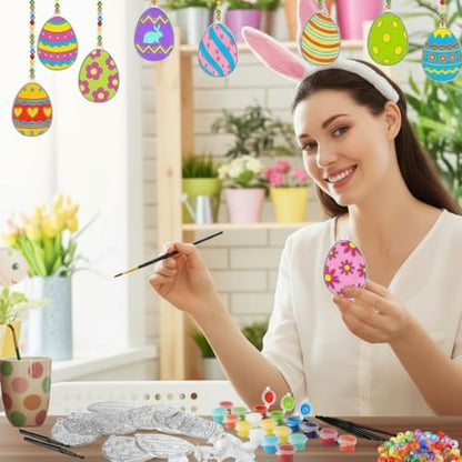 WinnerWhy 30 Sets Easter Suncatchers Window Art Kits, Egg Spring DIY Sun Catchers Bulk Crafts Paint Your Own Window Ornaments for Adult Easter Day Home Birthday Activity Party Decor - style: Easter Style