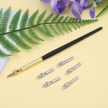 Calligraphy Drawing Dip Nib Pen Set Writing Antique Elegant Gifts Glass Dip Pens For Artists, as described