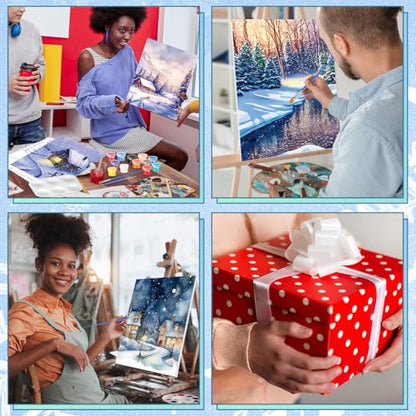 Zhanmai 72 Pcs 12 Sets Sip and Paint Kit Pre Drawn Canvas for Painting 8" x 10" Paint Party Canvas Painting Pre Printed Canvases for Party DIY Virtual Adult's Date Night(Winter Sonw) - style: Winter Sonw