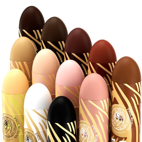 Paul Rubens Large Oil Pastels Set - 12 Portrait Colors (0.79" x 4.72" Jumbo Sticks), Vibrant, Creamy Texture and Blends Easily for Artists, Students and Professionals, Ideal for Filling in Large Areas - color: 12 Portrait Colors