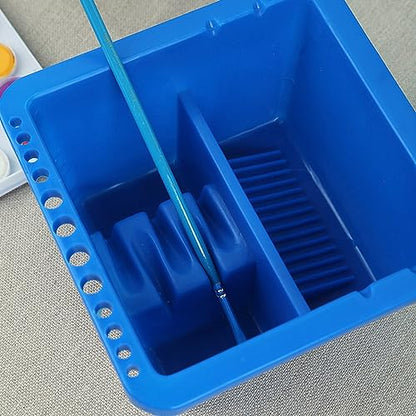 Paint Brush Cleaner Brush Holder Tray Multi-functional Paint Brush Basin Cleaner Plastic Artist Brush Cleaning Washer with Lid Brush Washing Tub for Watercolor Oil Gouache Acrylic Painting