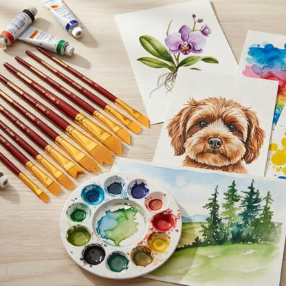 Falling in Art Artist Paint Brush Set, 10 Pcs Special Effect Paint Brushes, Multi-Liner Soft and Resilient Brushes for Watercolor, Acrylic, and Oil Painting