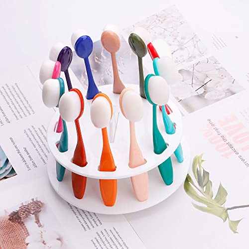Yoseng 12-Hole Rotating Brush Holder for Ink Blending Brushes, White | Smooth 360° Rotation Keeps All Blending Brushes Within Reach,Easy Snap-together Assembly,Fits Yoseng Oval Ink Blenders