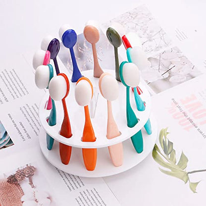 Yoseng 12-Hole Rotating Brush Holder for Ink Blending Brushes, White | Smooth 360° Rotation Keeps All Blending Brushes Within Reach,Easy Snap-together Assembly,Fits Yoseng Oval Ink Blenders