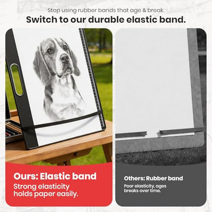 13x17 Inch Drawing Board with Handle – Aluminum Portable Sketch Board, 2-in-1 Clip, Elastic Band, Non-Slip Matte Surface, Lanyard Hole – Art Supplies for Adults & Students(Black&White-2 Pack) - color: BLACK&WHITE-2 Pack