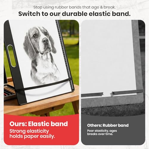 13x17 Inch Drawing Board with Handle – Aluminum Portable Sketch Board, 2-in-1 Clip, Elastic Band, Non-Slip Matte Surface, Lanyard Hole – Art Supplies for Adults & Students(Black-1 Pack) - color: BLACK-1 Pack