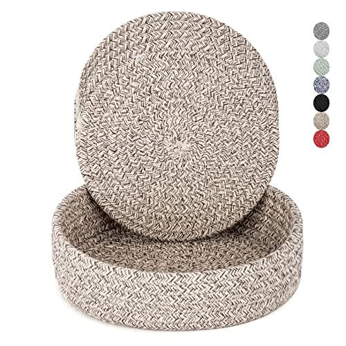 Trivets for Hot Dishes, Pots and Pans, Hot Pads with Storage Basket, Pot Holders for Kitchen, Heat Resistant Mat Protect Counter Home Essentials, Farmhouse Decor (Brown 4 PCS) - color: Brown