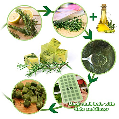 AIERSA 2Pcs Silicone Molds for Herb-Infused Oil Cubes, 32 Cavity Candy Gummy Molds with Lids & 2 Droppers for DIY 5/8x5/8x5/8in Square Gummies, Homemade Herbal Blocks, Jello, Pralines Caramels - color: 2 pcs