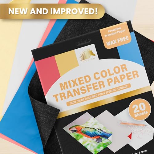 MyArtscape Graphite Transfer Paper, 20 Mixed Sheets - Wax Free - Erasable - Smudge-Free - Ideal for Drawing and Tracing - Premium Arts and Crafts Supplies