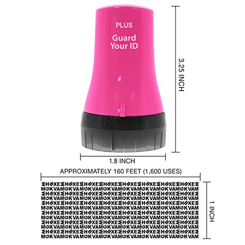 Guard Your ID Wide Advanced Roller 2.0 Identity Theft Prevention Security Stamp Pink - color: Pink, size: wide