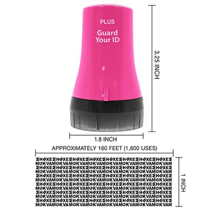 Guard Your ID Wide Advanced Roller 2.0 Identity Theft Prevention Security Stamp Pink - color: Pink, size: wide