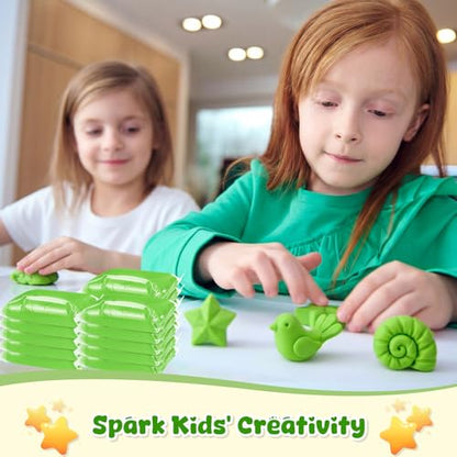 VioraWhite 40 Pcs 21oz Air Dry Clay Bulk Modeling Ultra Lightweight Foam Modeling Clay for Kids Adults DIY Crafts Party Arts and School Project Gifts Supplies(Green) - color: Green