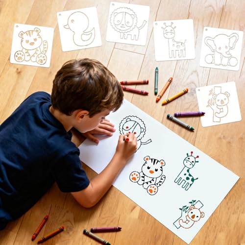 64 Pieces Small Onesie Stencils for Baby Shower, 3 Inch Reusable Baby Bib Stencil for Painting, Cute Animal Clothes T Shirts Template Kit for Fabric Canvas Craft DIY Home Decor(Baby Show) - style: Baby Shower