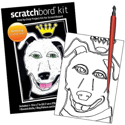 Ampersand Art Supply Scratchbord | Bertie Dog | 5’’ x 7’’ | Professional Scratchboard Art Panel | for Scratchboard Drawing, Illustration & Mixed Media - style: Bertie Dog