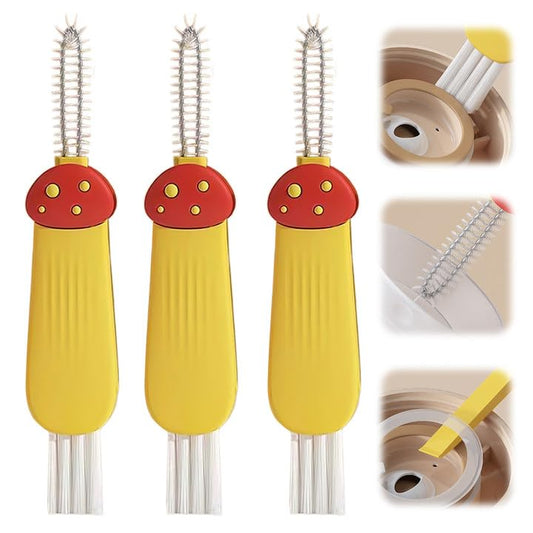 3 in 1 Cup Lid Cleaning Brush, 2025 New Multifunctional Cleaning Brush Crevice Cleaner Brush for Bottle Gap Tight Spaces, 3 in 1 Portable Cup Lid Cleaner with Brush (Yellow) - color: Yellow