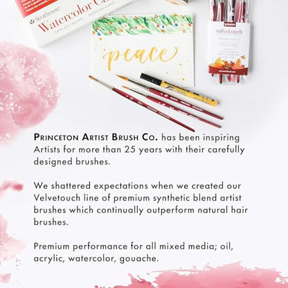 Princeton Velvetouch Pro Mixed Media Paint Brush Set 4-Piece | Series 3950 Synthetic Brushes for Acrylic, Watercolor, Gouache & Oil | Smooth Control, Durable Vegan Bristles, Artist & Student Quality