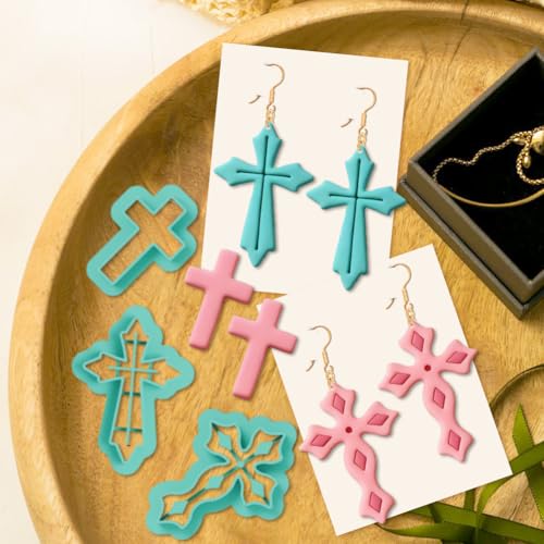 11Pcs Cross Polymer Clay Cutters Crosses Clay Earrings Cutters Polymer Jewelry Cutter for Earrings Making Party Festival DIY Supplies - color: Cross