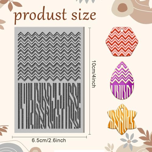 CHGCRAFT Zigzag Pattern Art Line Clay Texture Mat Polymer Clay Molds DIY Clay Texture Tools for Clay Pottery Earring Jewelry Making Stamp Engraving Machines, Stripe, 3.9x2.6inch - style: Zigzag