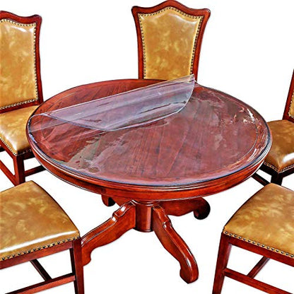 Round Dining Coffee Table Protector Thick Clear Plastic Tablecloth Cover PVC Vinyl Cloths Wood Marble Glass Tabletop Topper Protection Pad Easy Clean Polyester Wipeable Proof Waterproof Mat 34 " Dia - color: New Version Round Shape Clear, size: 34" x 34"